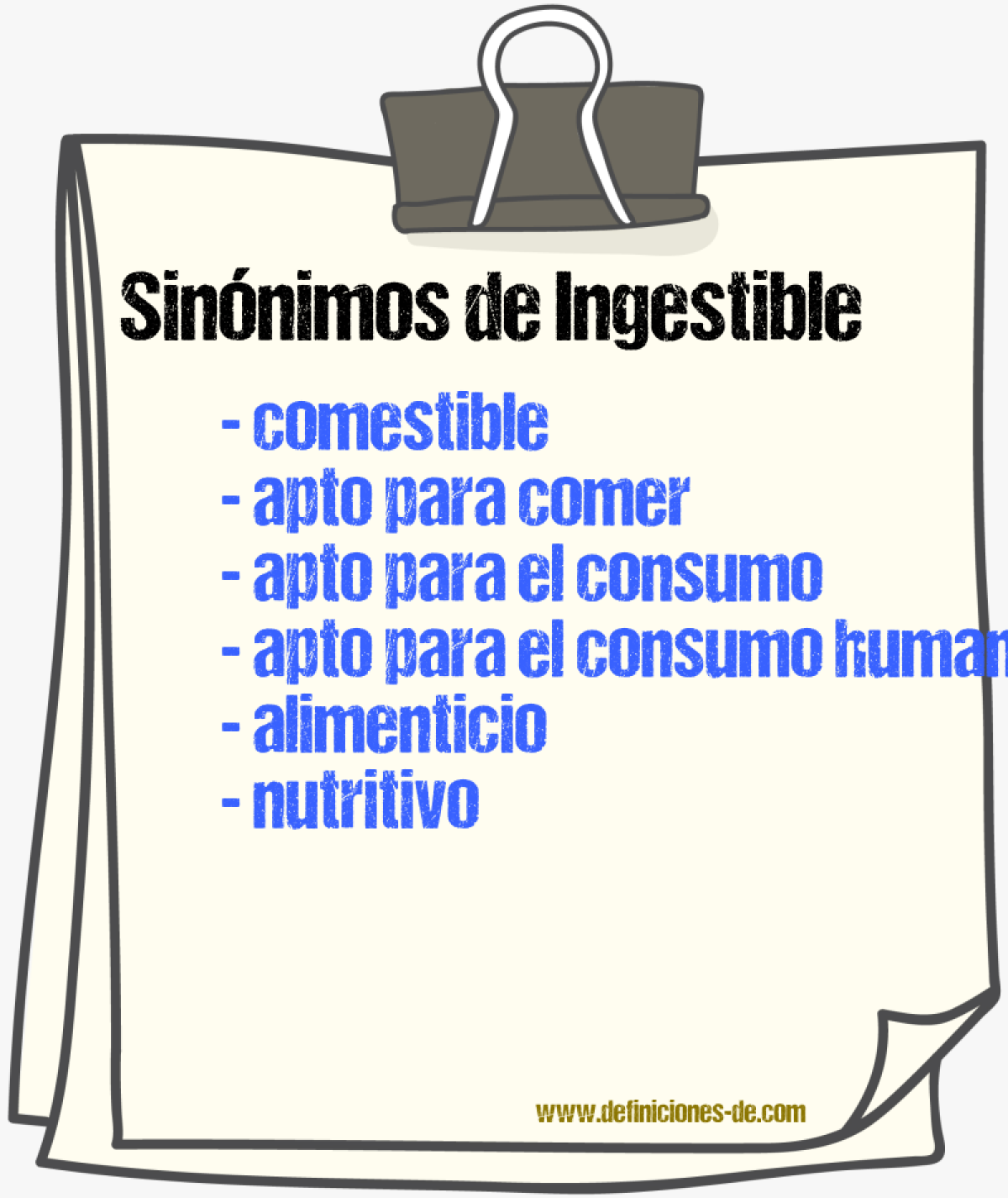 Sinónimos de ingestible