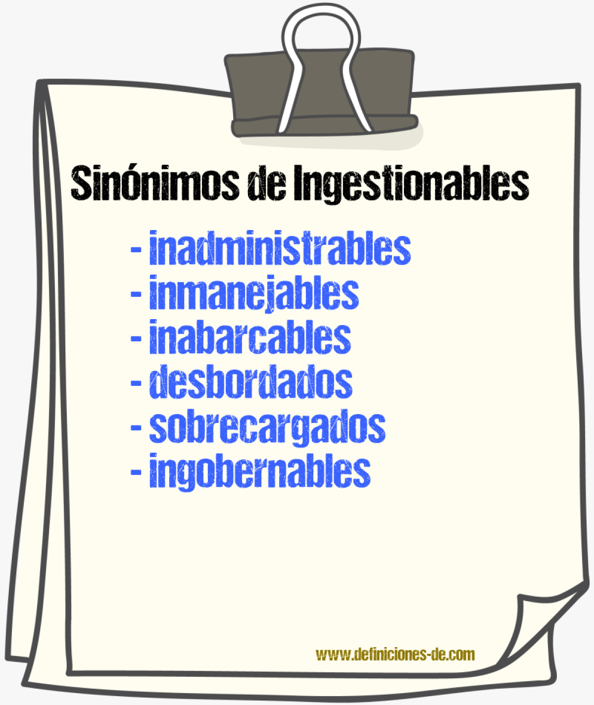 Sinónimos de ingestionables