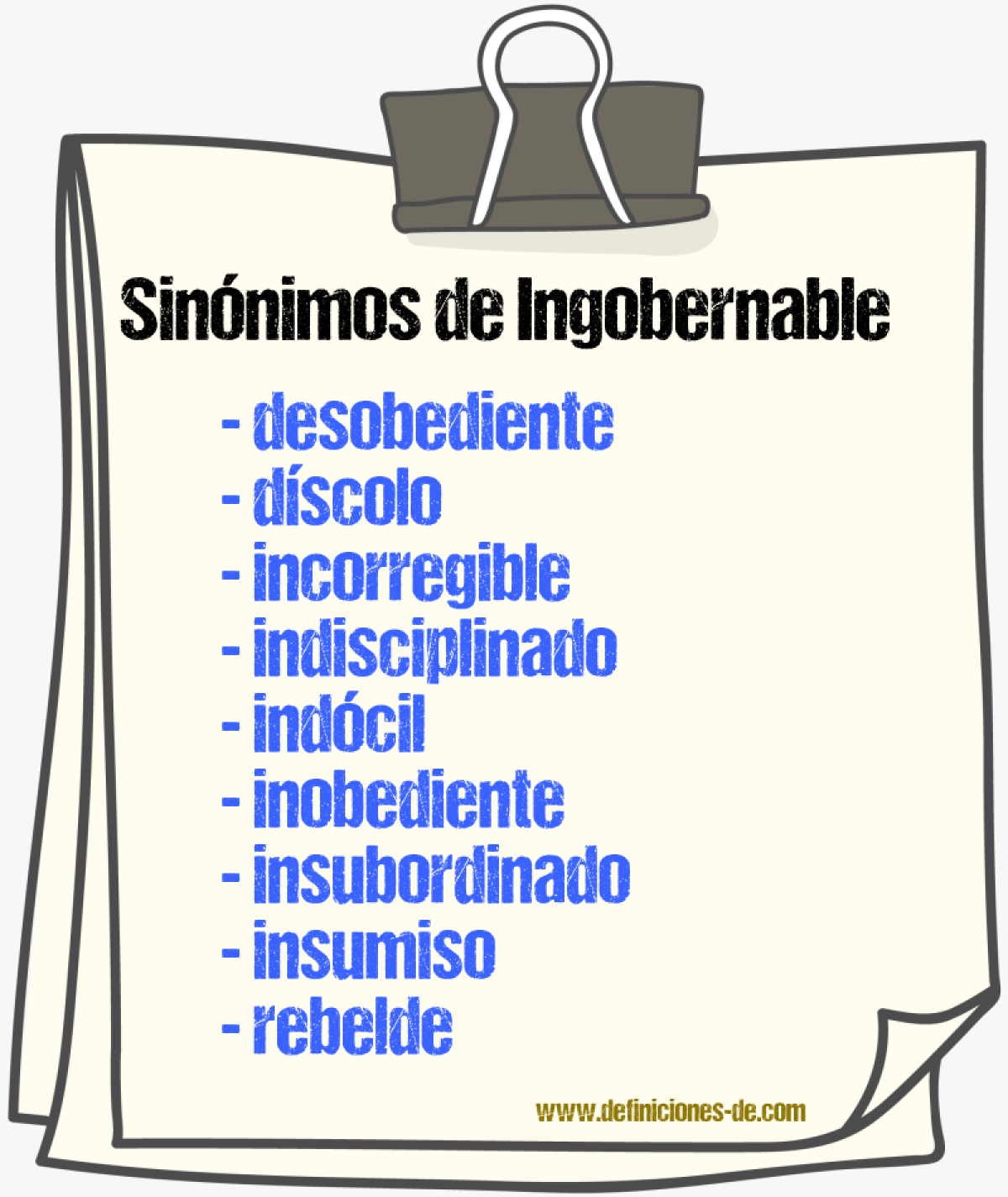 Sinnimos de ingobernable