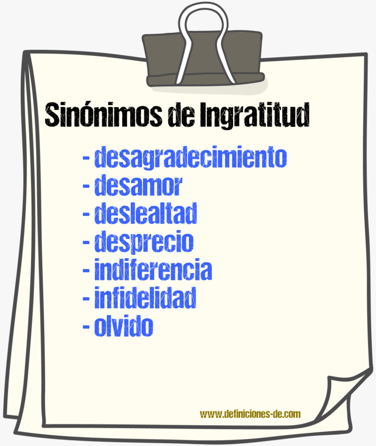 Sinnimos de ingratitud