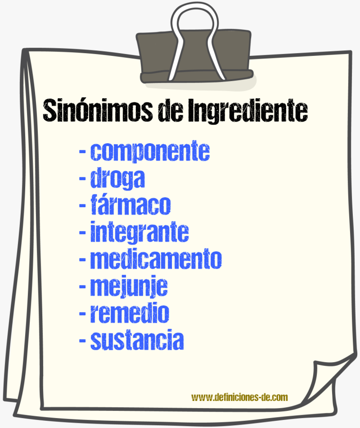 Sinnimos de ingrediente