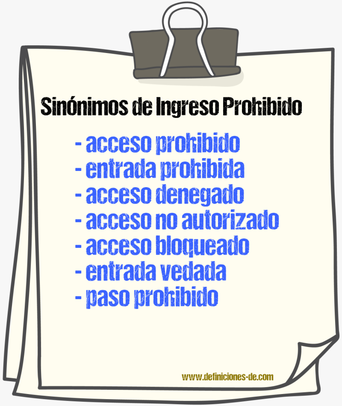 Sinónimos de ingreso prohibido