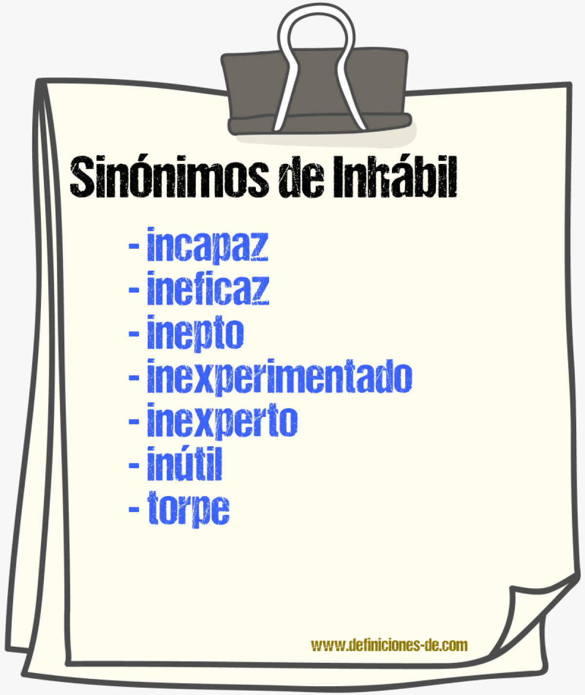 Sinnimos de inhbil