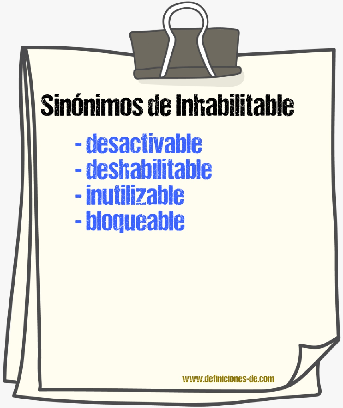 Sinónimos de inhabilitable