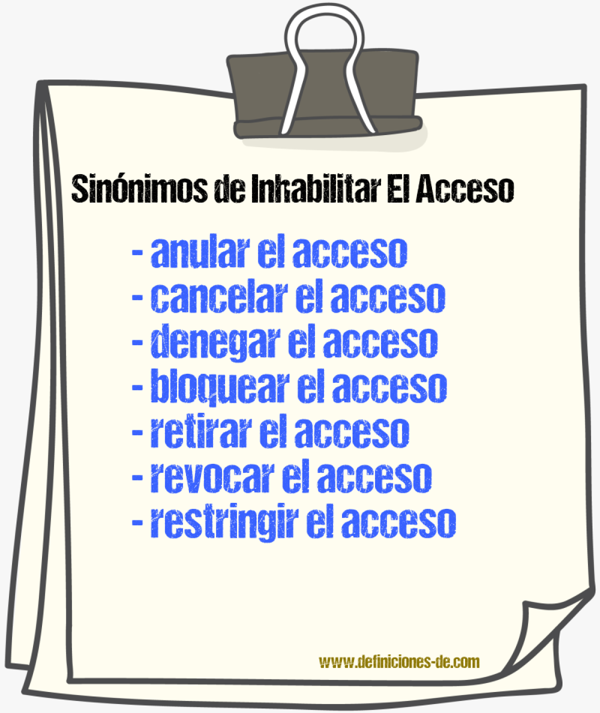Sinónimos de inhabilitar el acceso