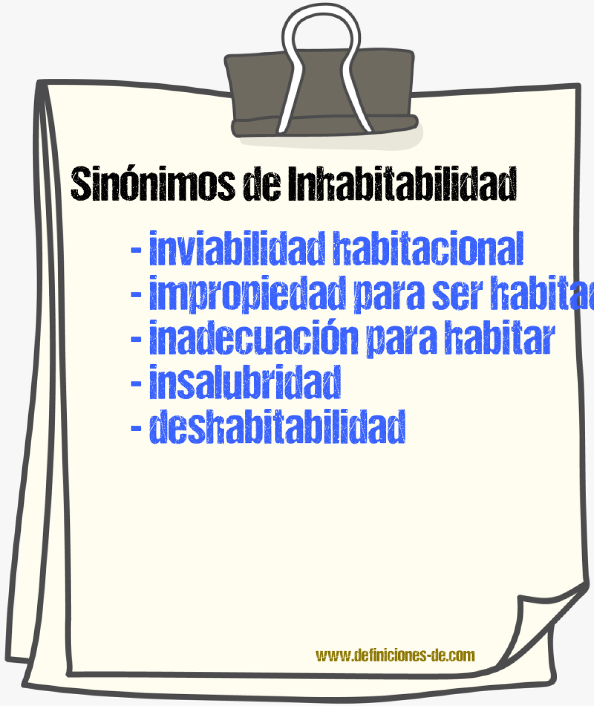 Sinónimos de inhabitabilidad