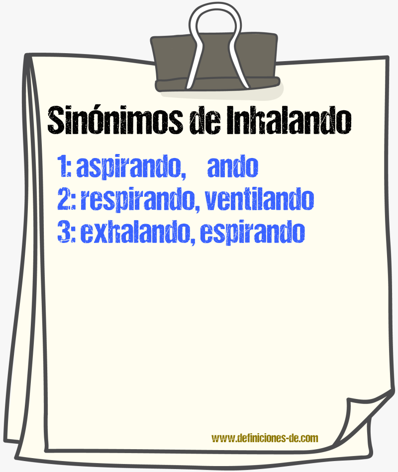Sinónimos de inhalando