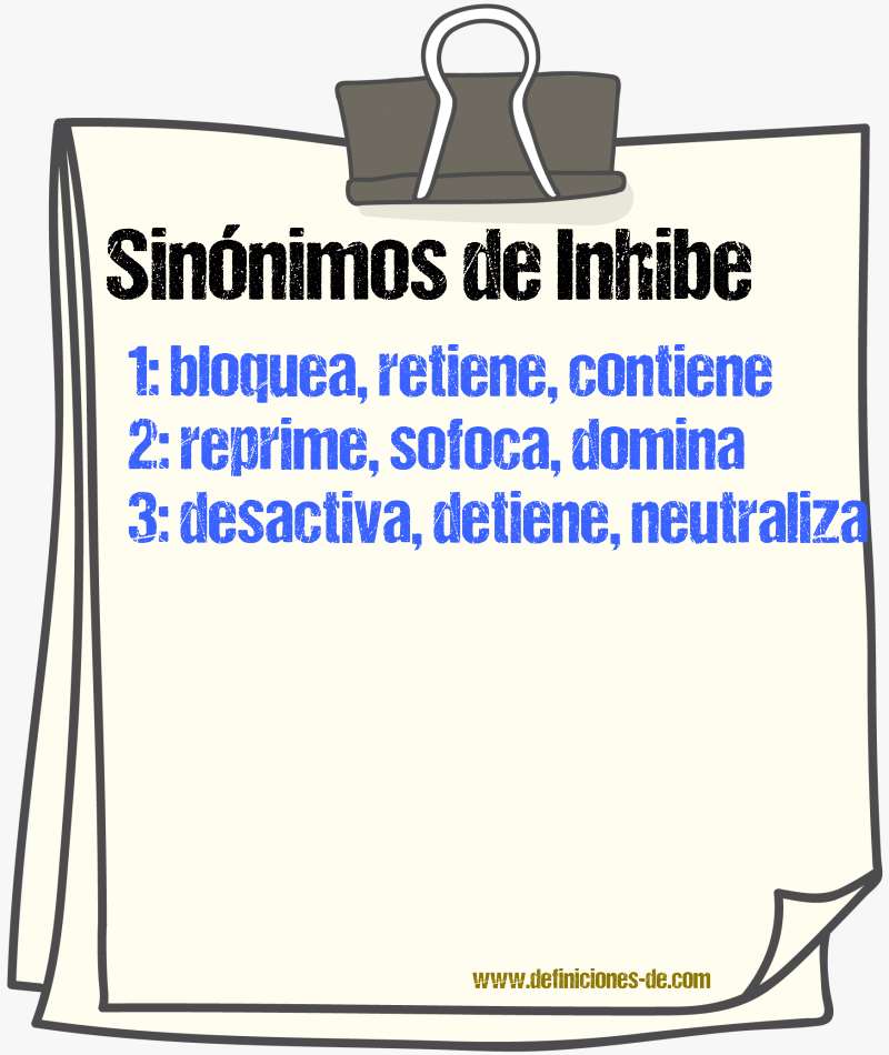 Sinónimos de inhibe