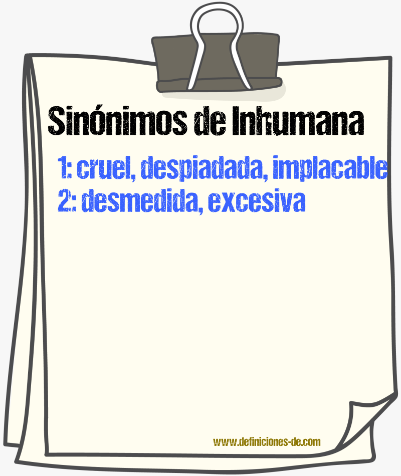 Sinónimos de inhumana