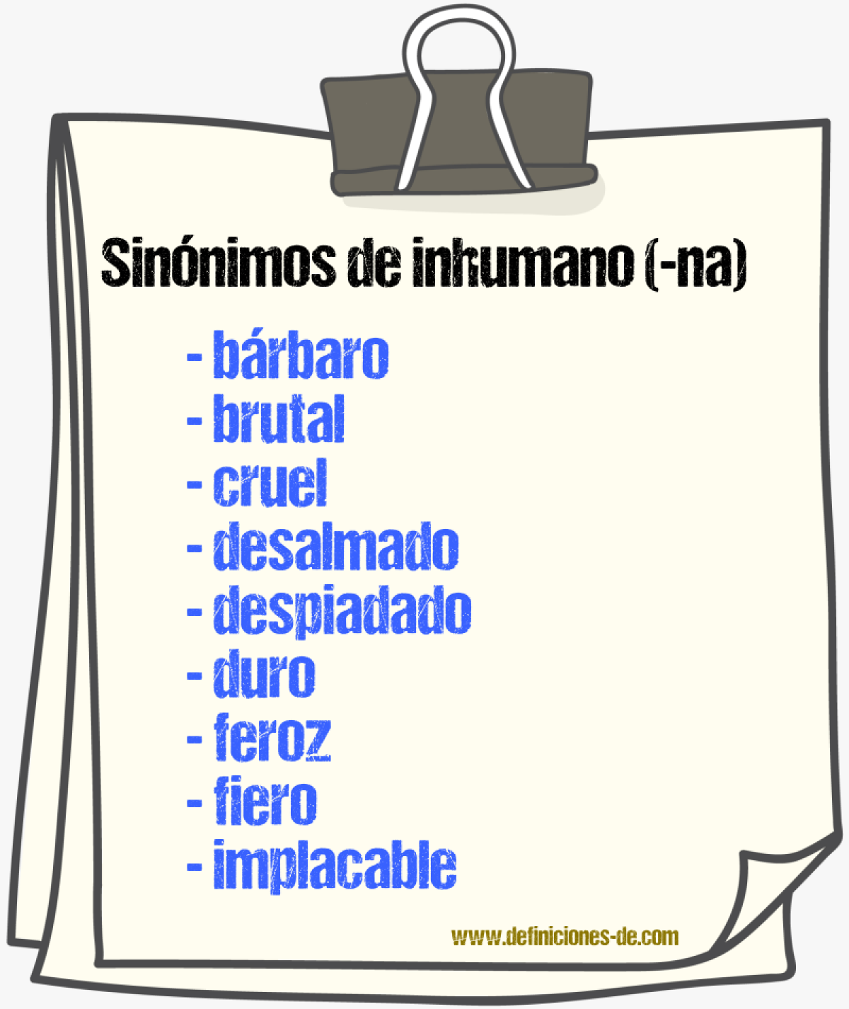 Sinnimos de inhumano