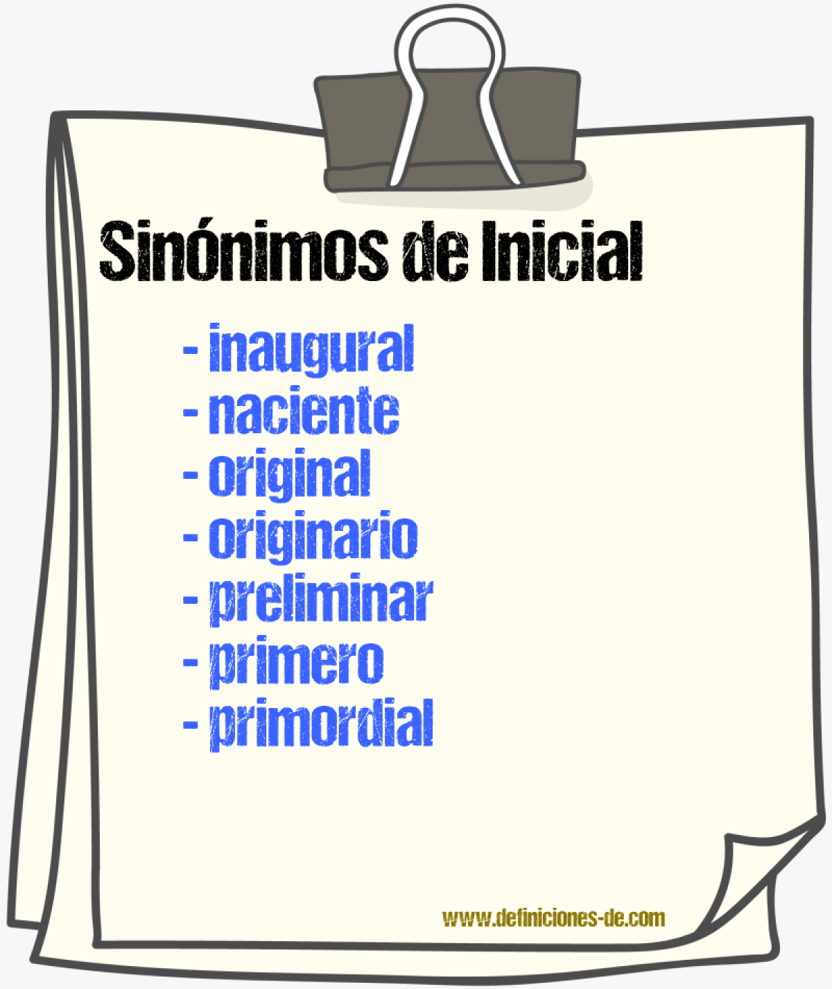 Sinnimos de inicial