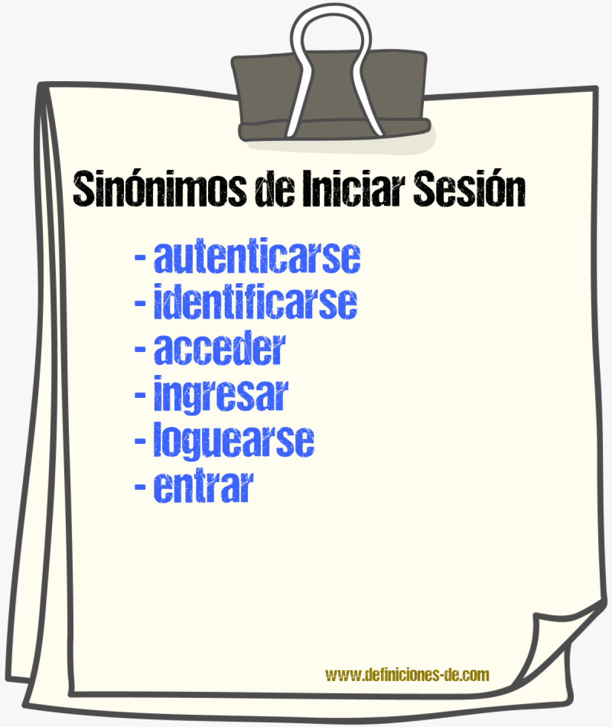 Sinónimos de iniciar sesión