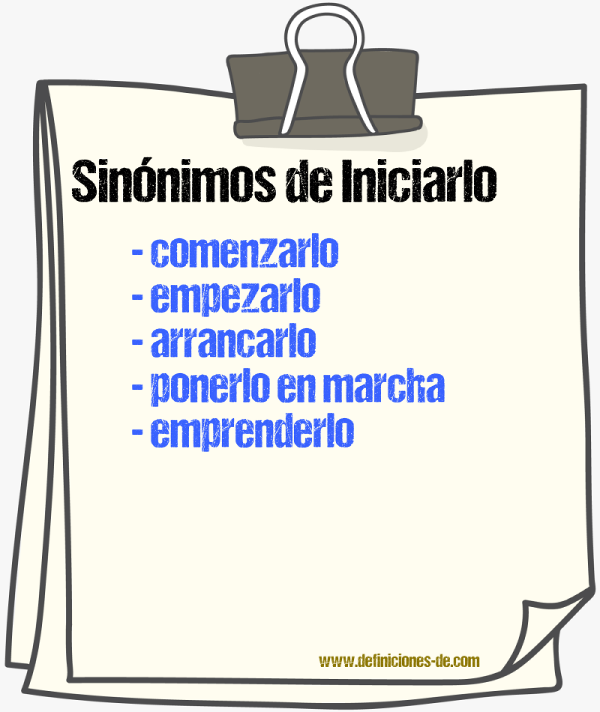Sinónimos de iniciarlo