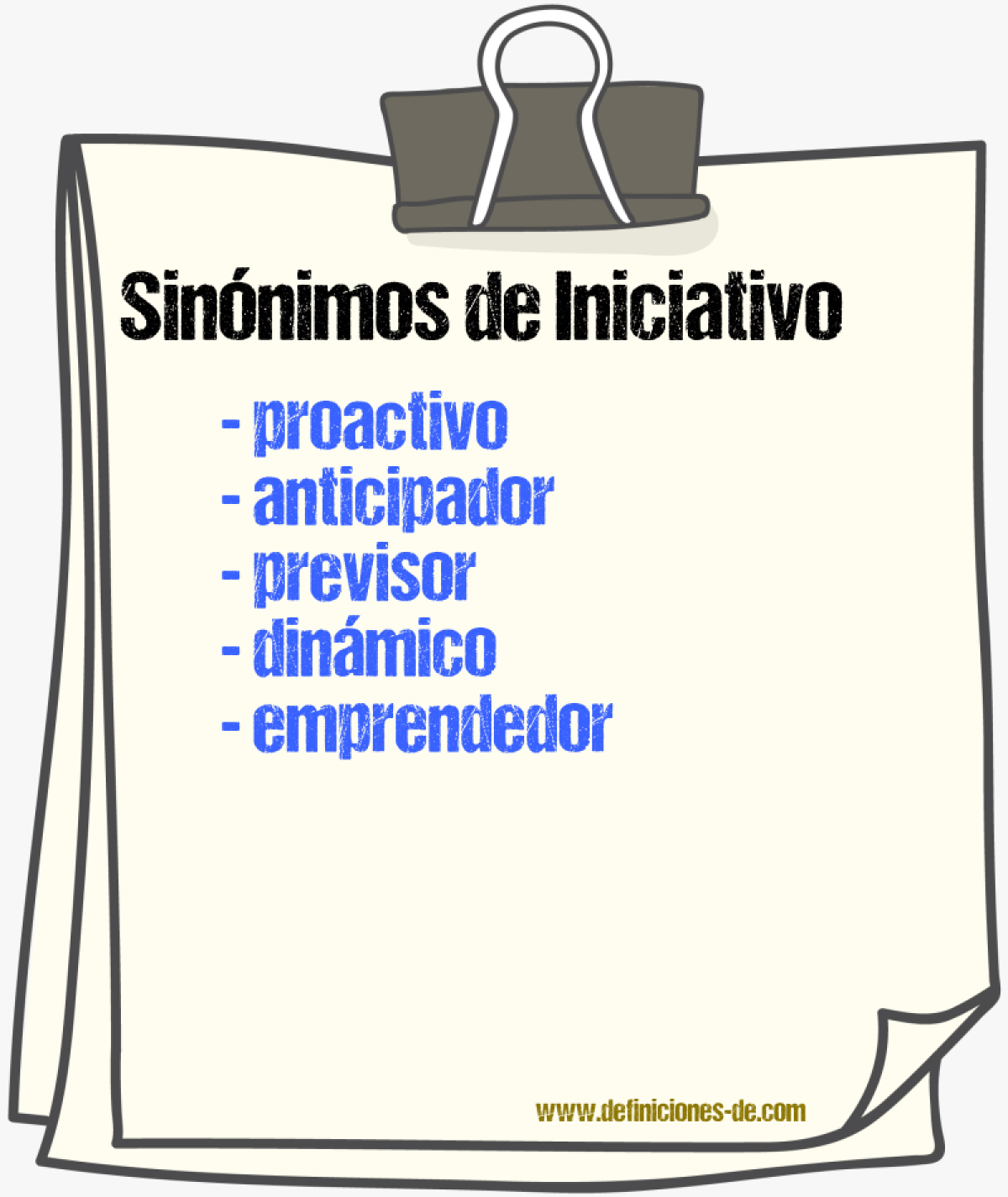 Sinónimos de iniciativo