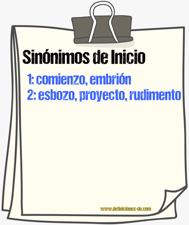 Sinnimos de inicio