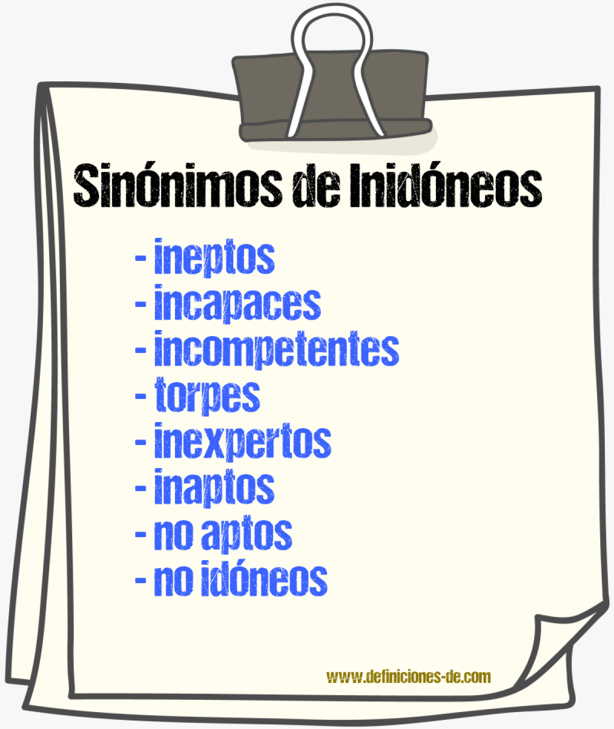 Sinónimos de inidóneos