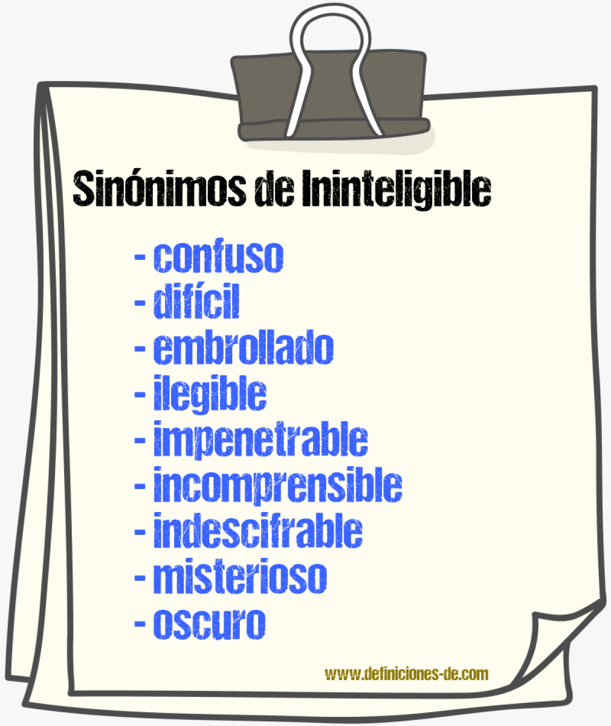 Sinnimos de ininteligible