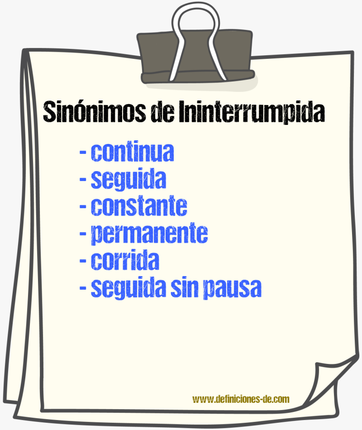 Sinónimos de ininterrumpida