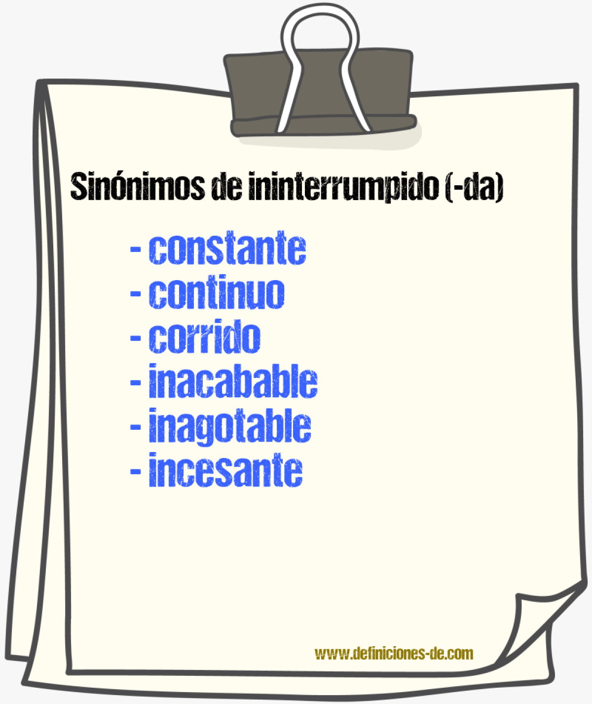 Sinnimos de ininterrumpido