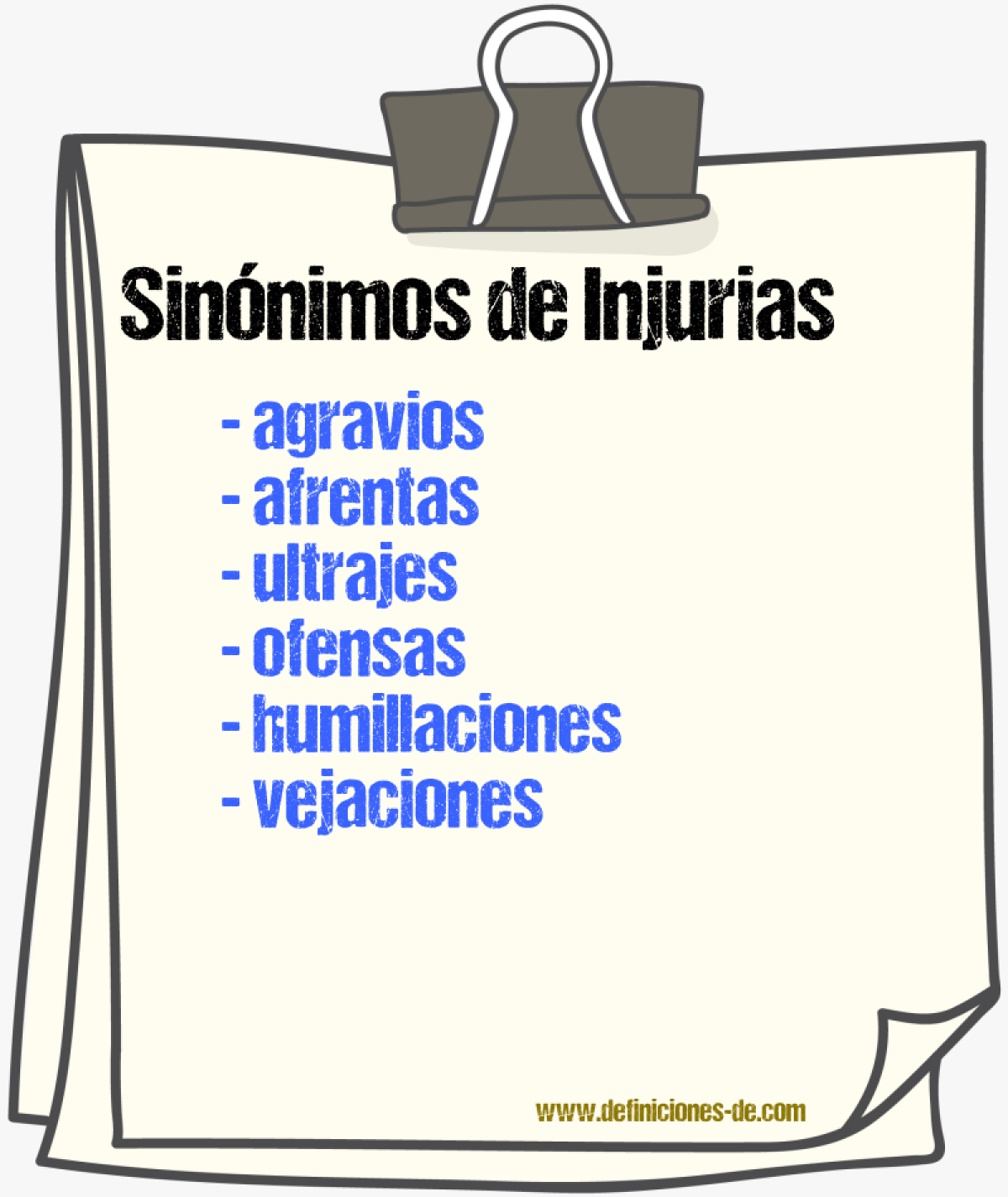 Sinónimos de injurias