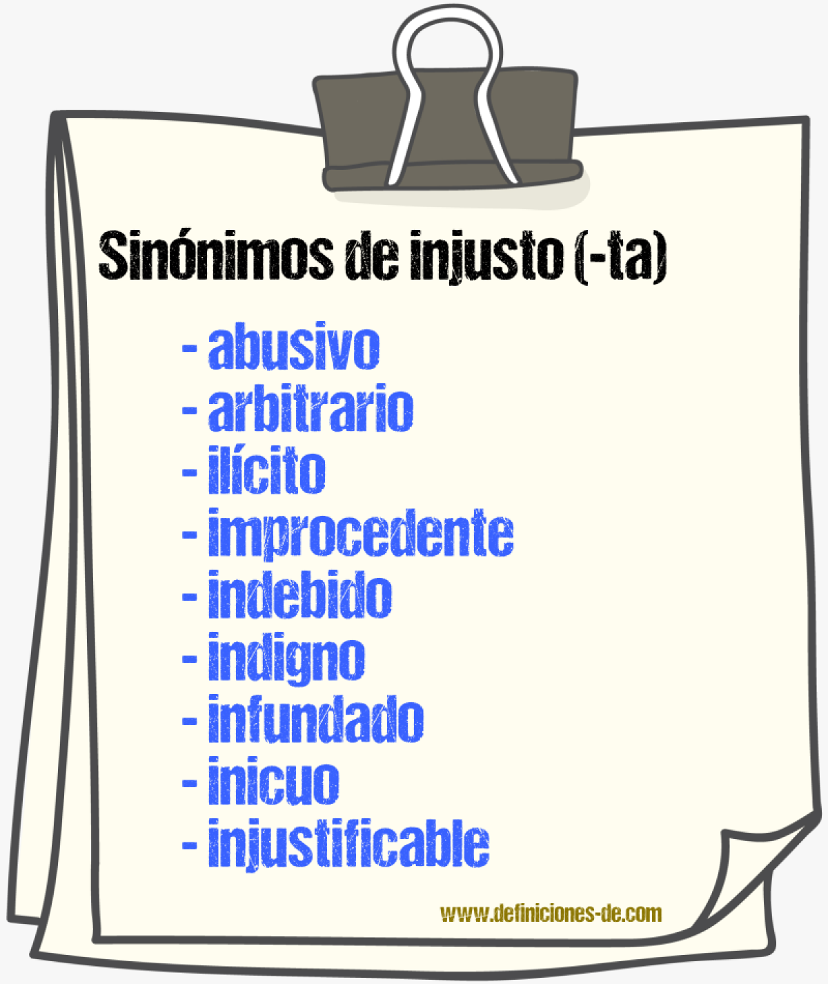 Sinnimos de injusto