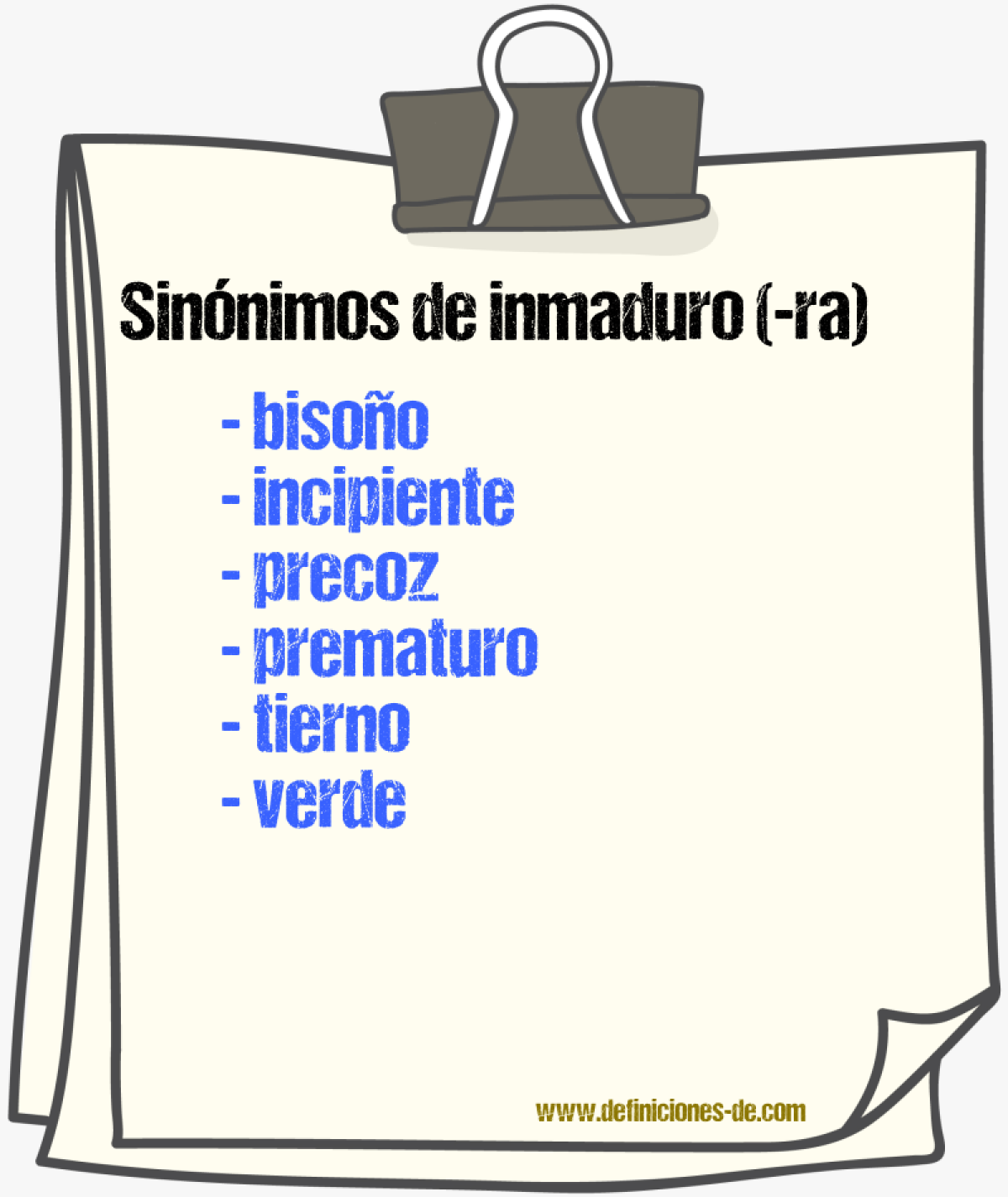 Sinnimos de inmaduro