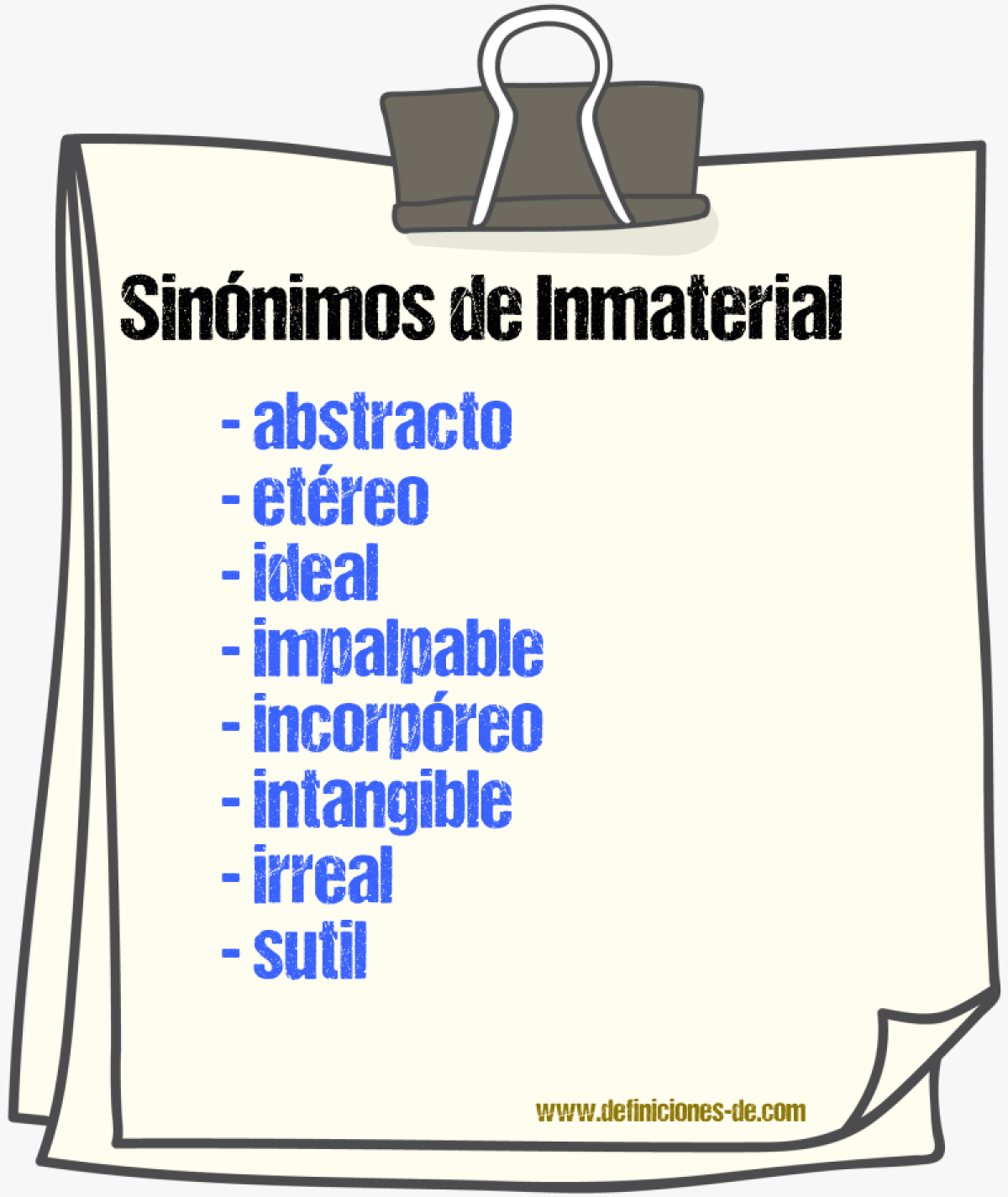 Sinnimos de inmaterial