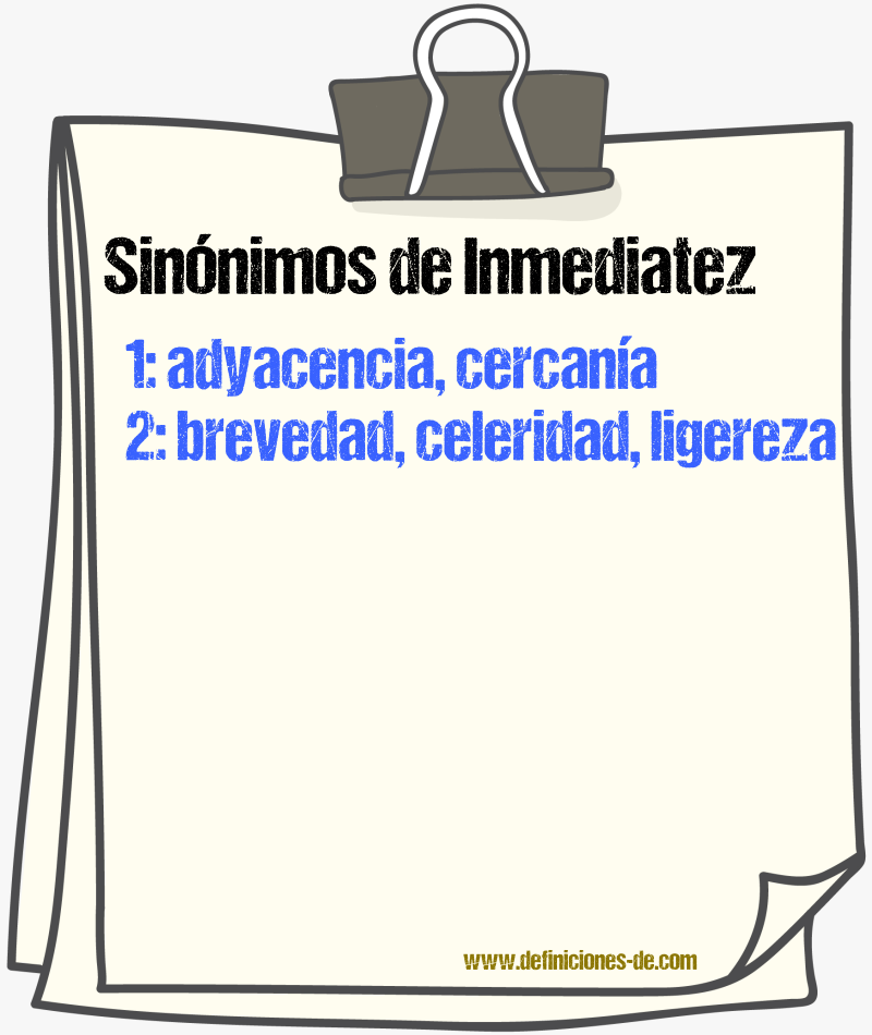 Sinnimos de inmediatez