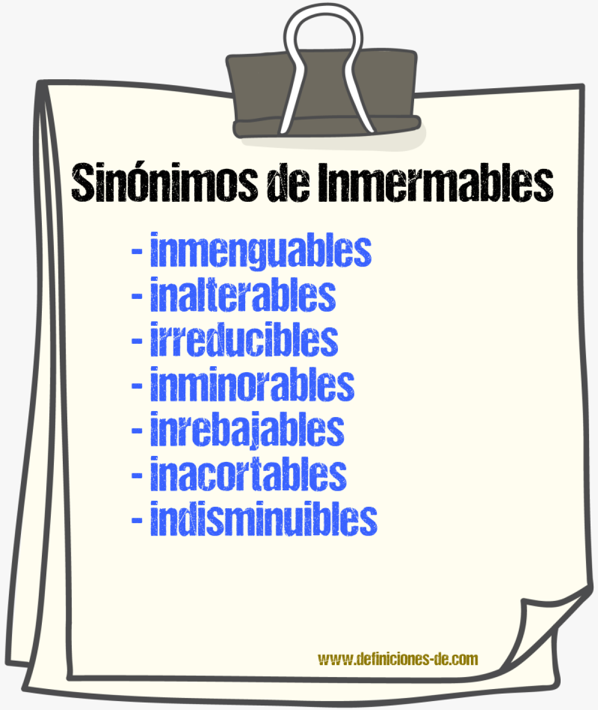 Sinónimos de inmermables