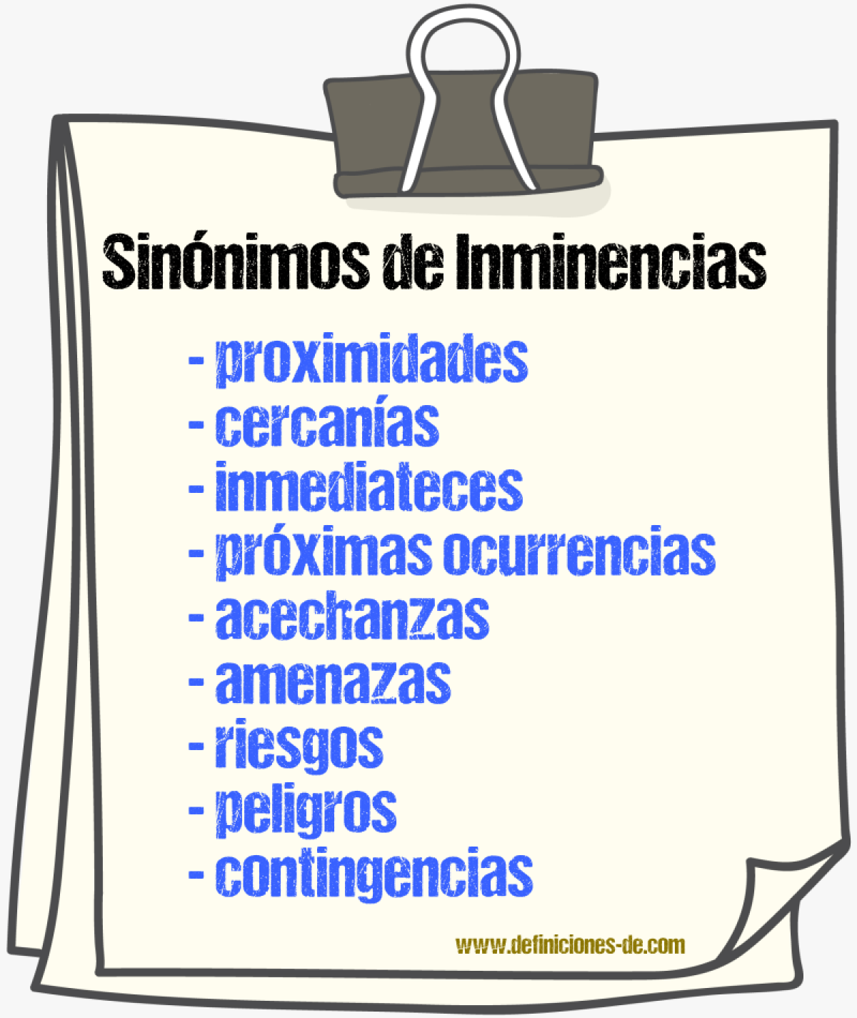 Sinónimos de inminencias