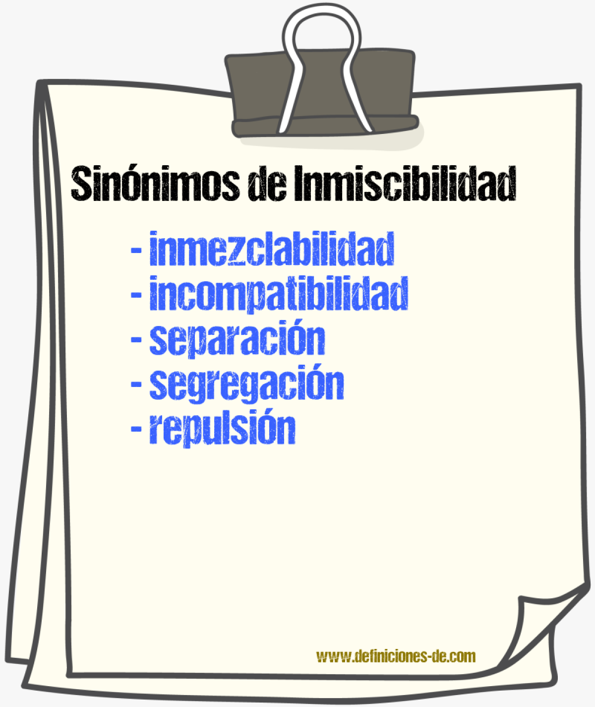 Sinónimos de inmiscibilidad