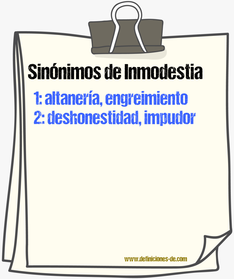 Sinnimos de inmodestia