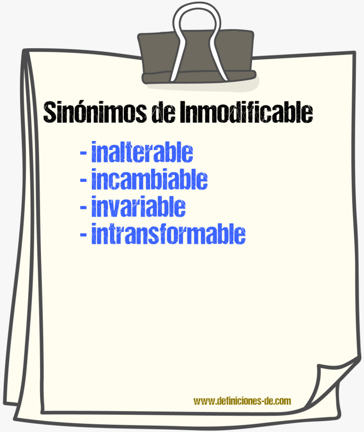 Sinnimos de inmodificable