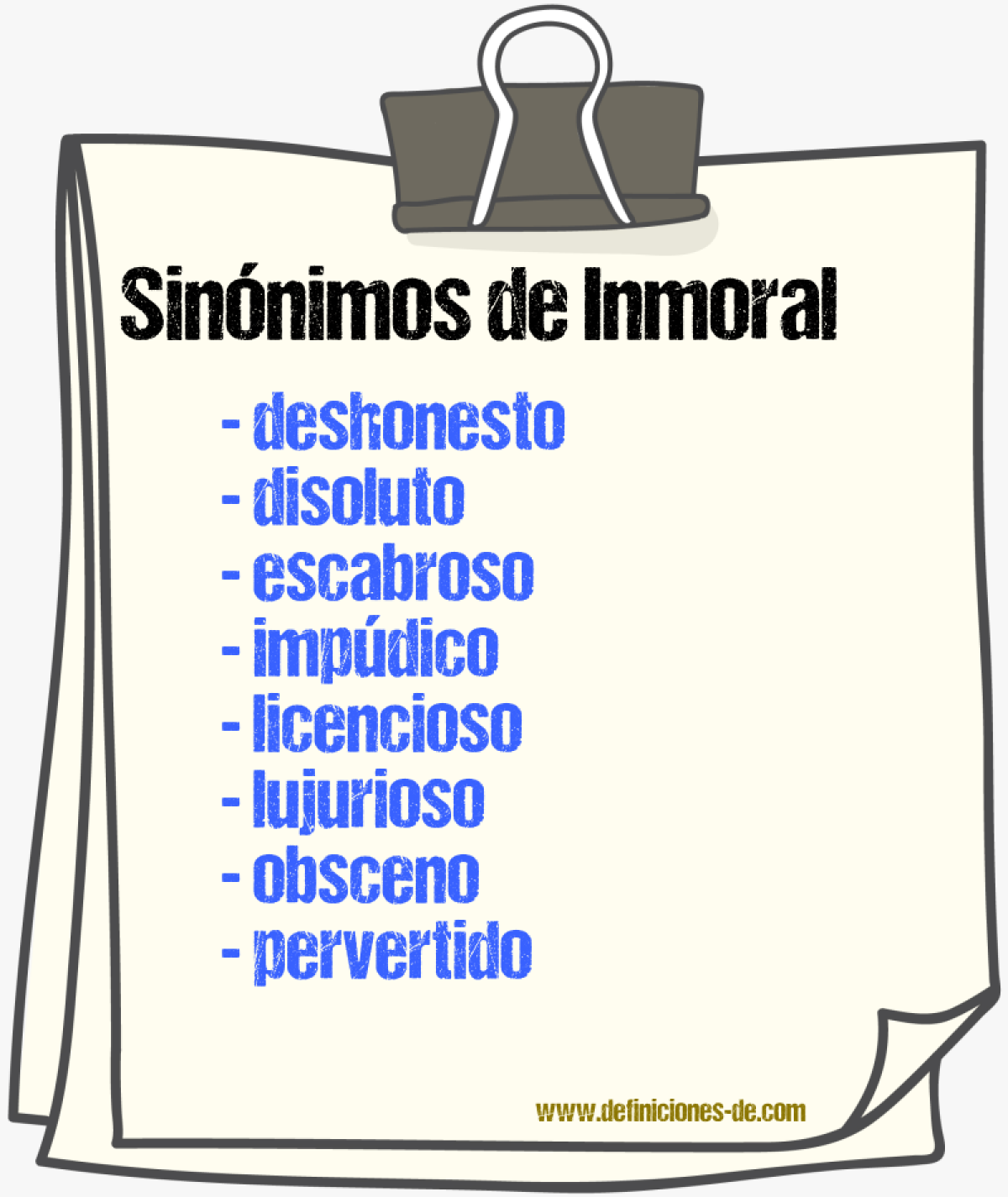 Sinnimos de inmoral