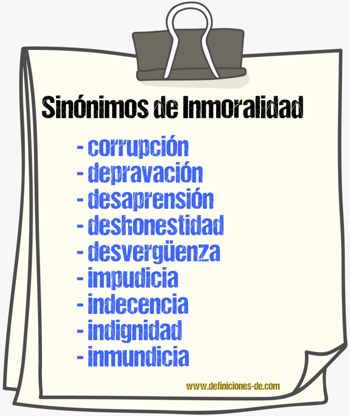 Sinnimos de inmoralidad