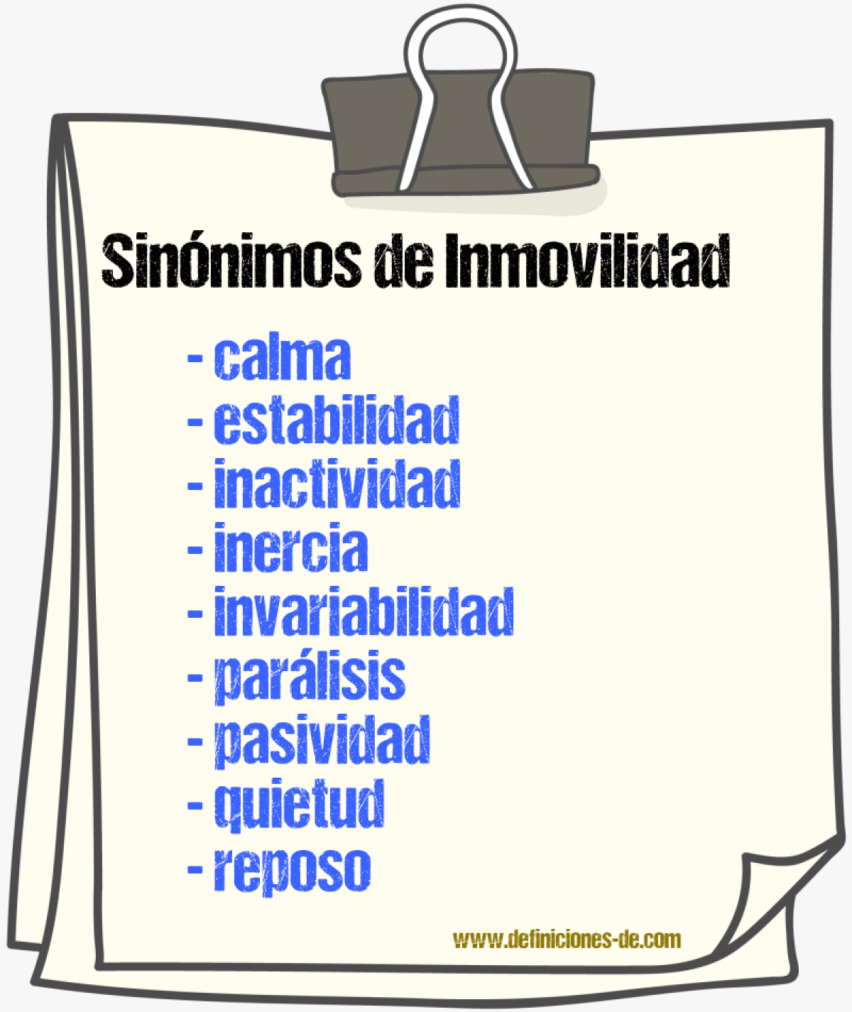 Sinnimos de inmovilidad