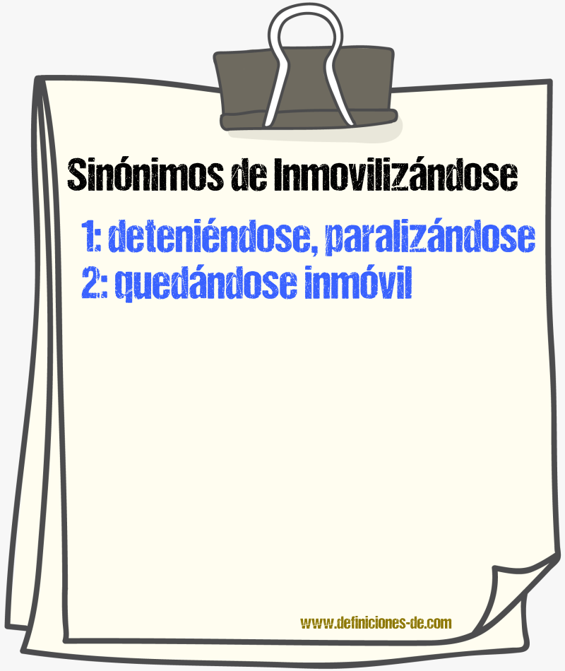 Sinónimos de inmovilizándose