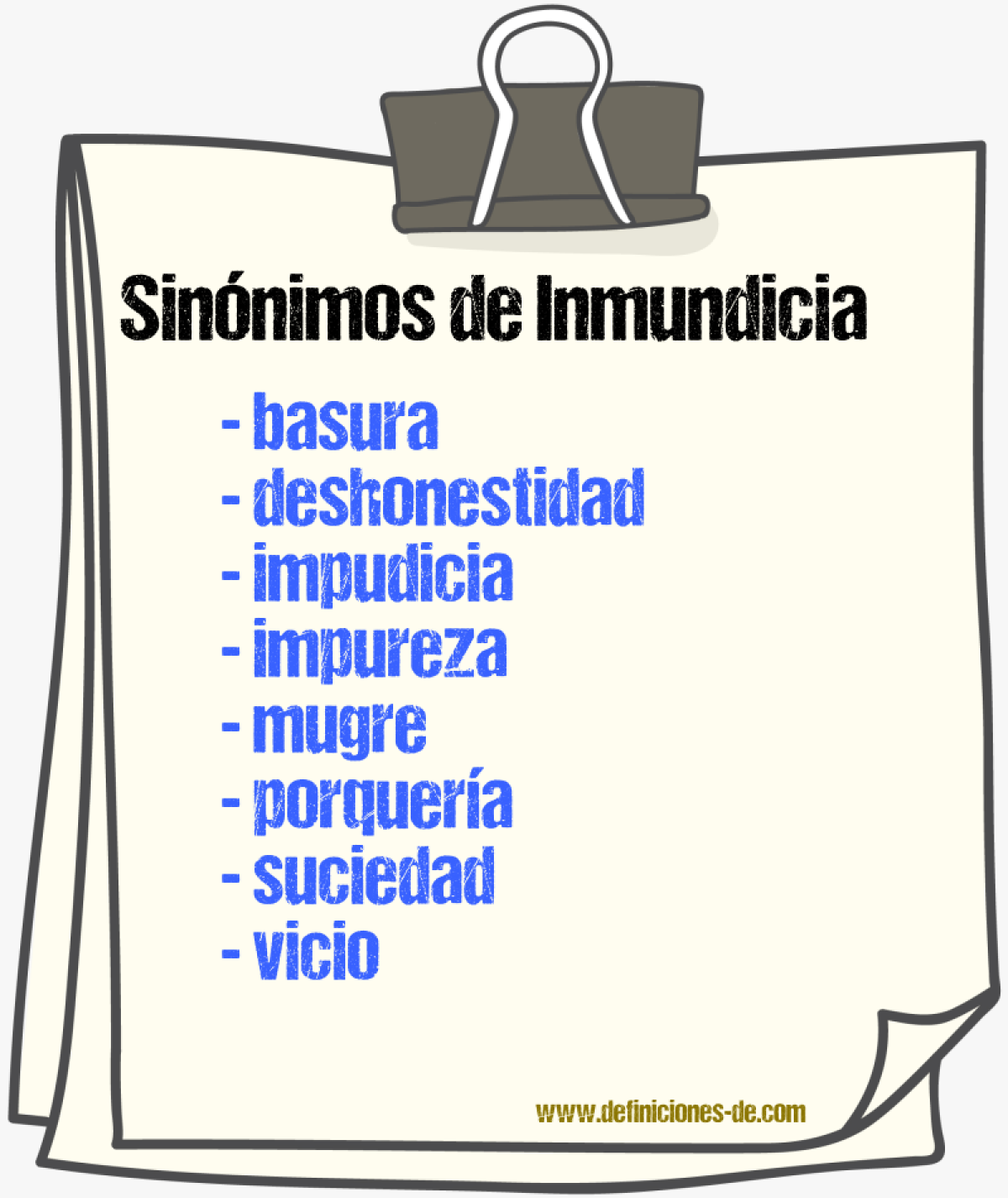 Sinnimos de inmundicia