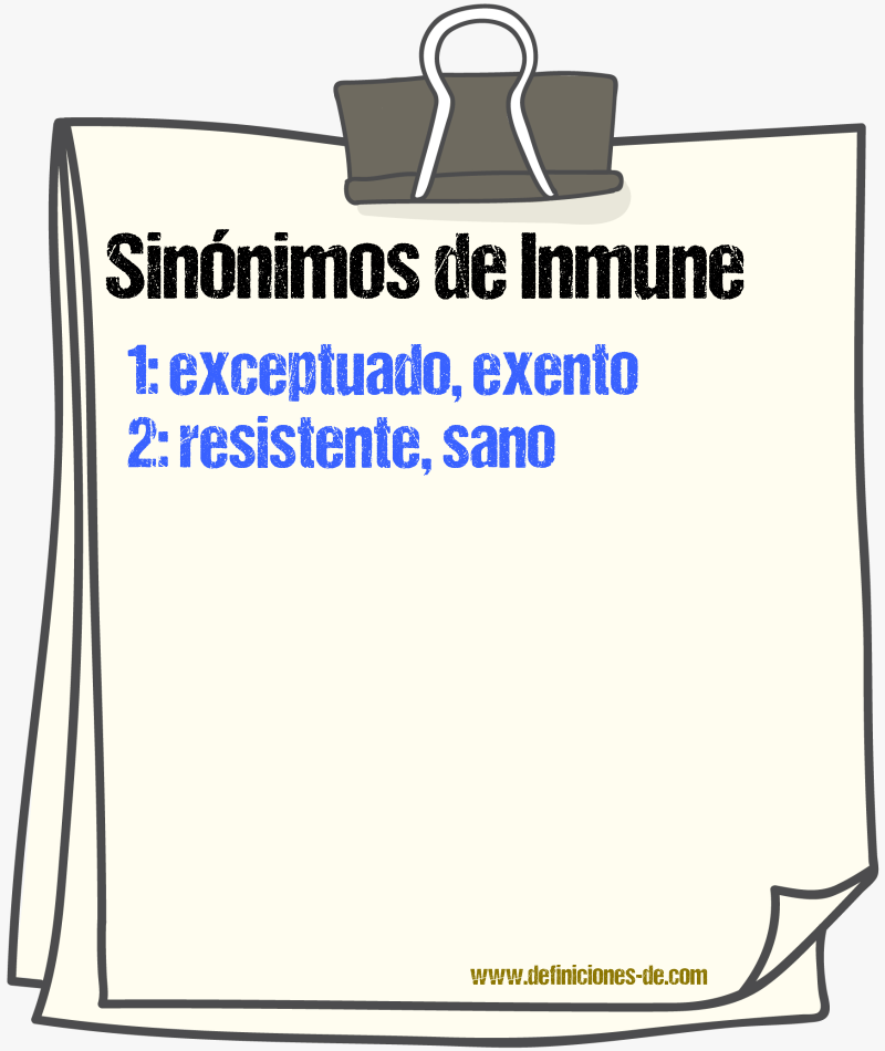 Sinnimos de inmune