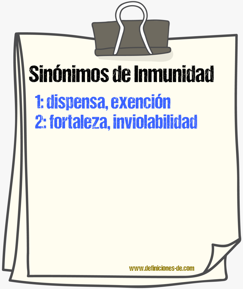 Sinónimos de inmunidad