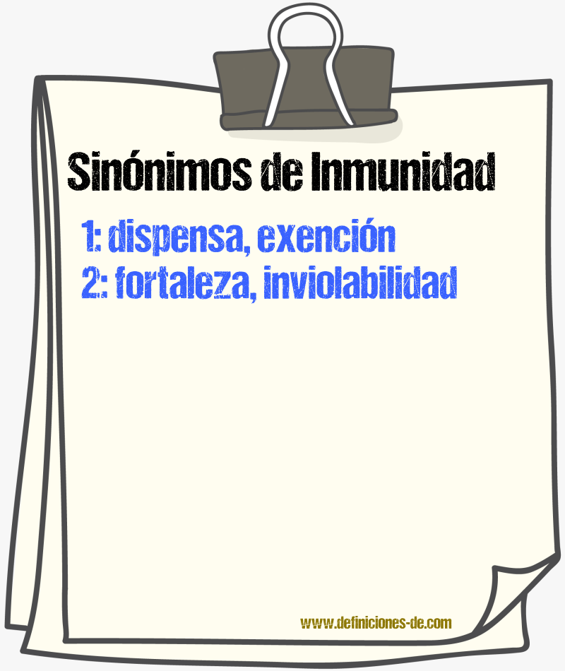 Sinnimos de inmunidad