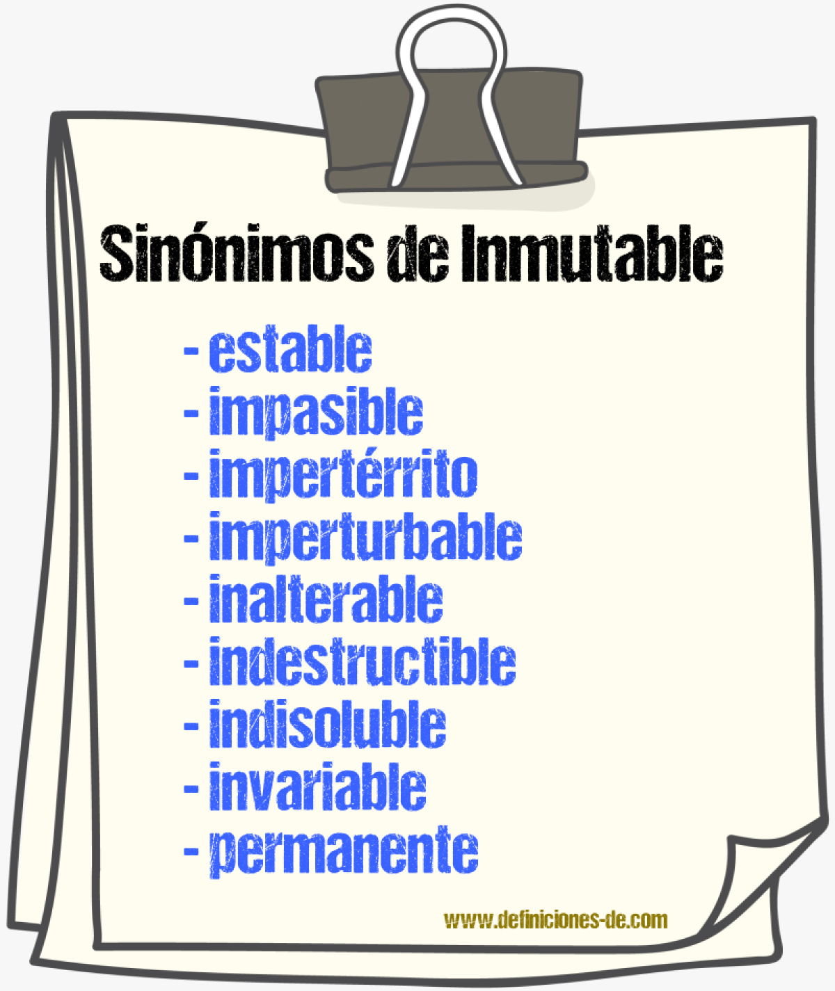 Sinónimos de inmutable