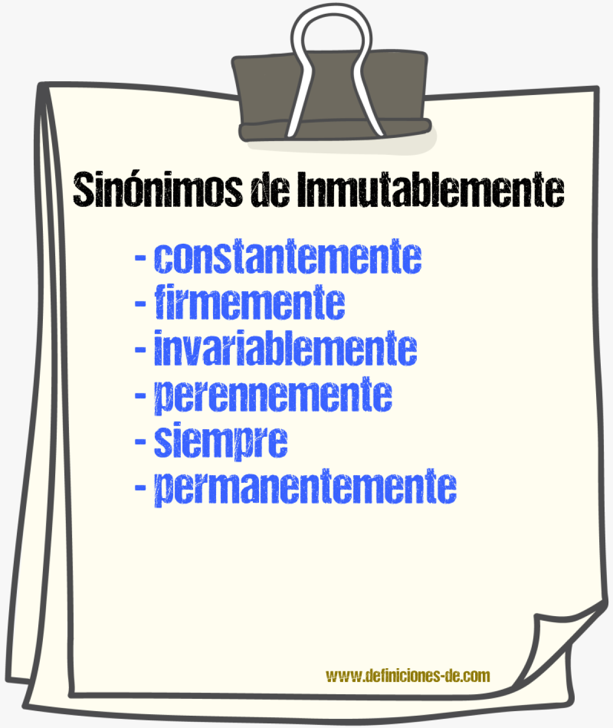 Sinnimos de inmutablemente