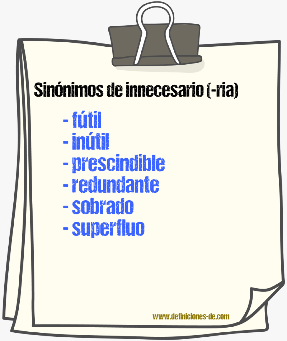 Sinnimos de innecesario