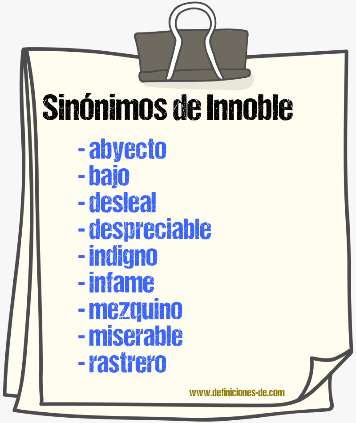 Sinónimos de innoble