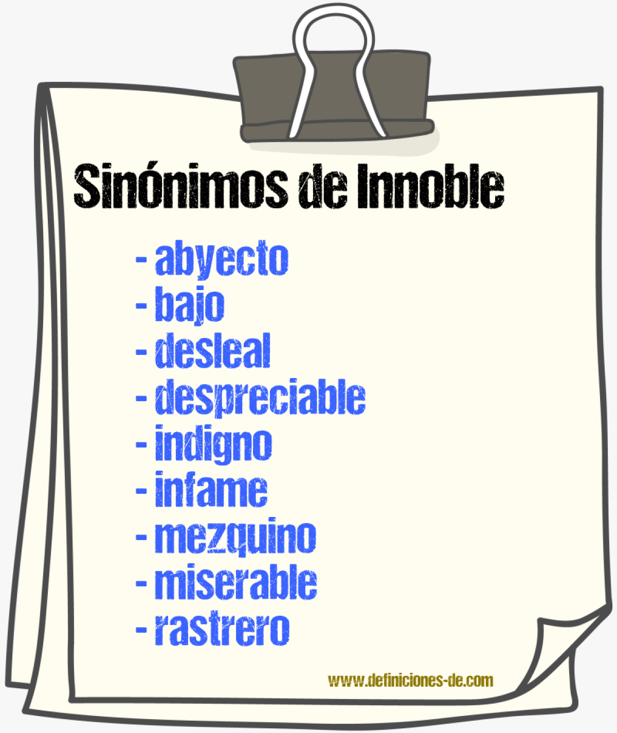 Sinnimos de innoble