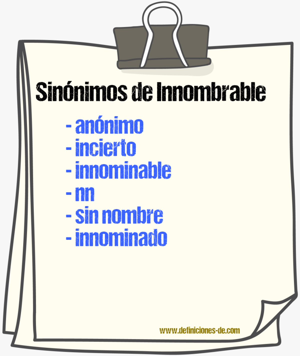 Sinnimos de innombrable