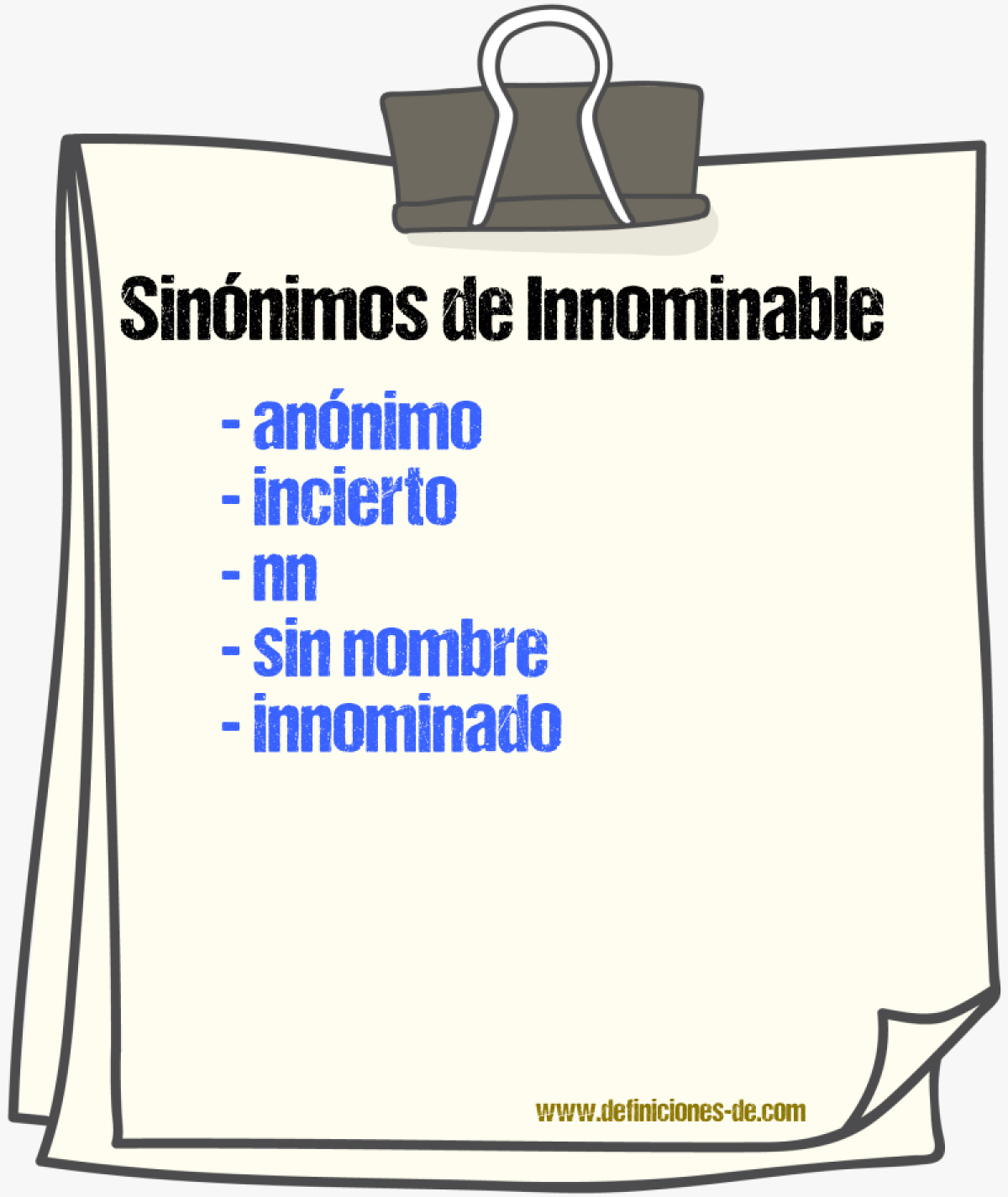 Sinnimos de innominable