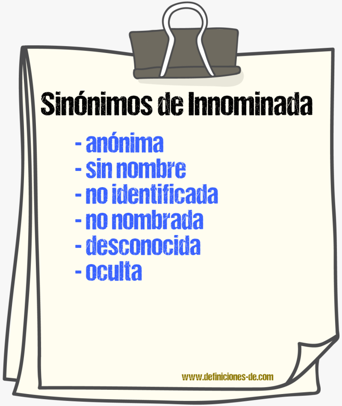 Sinónimos de innominada