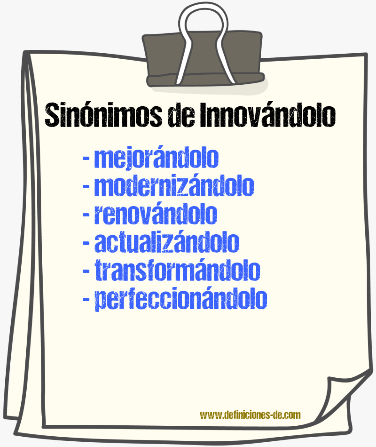Sinónimos de innovándolo